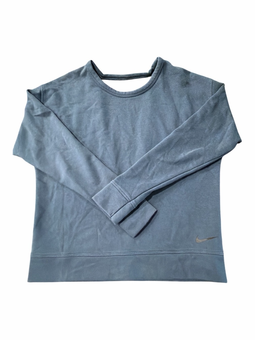 Nike Dri-Fit XS Steel Blue Open Back Sweatshirt Long Sleeve Top 62% Cotton